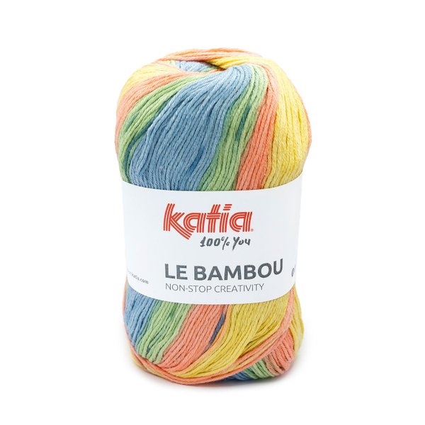 Katia Le Bambou Farbe 100 Pastellgelb-Hellorange-Pastellblau-Lichtgrün