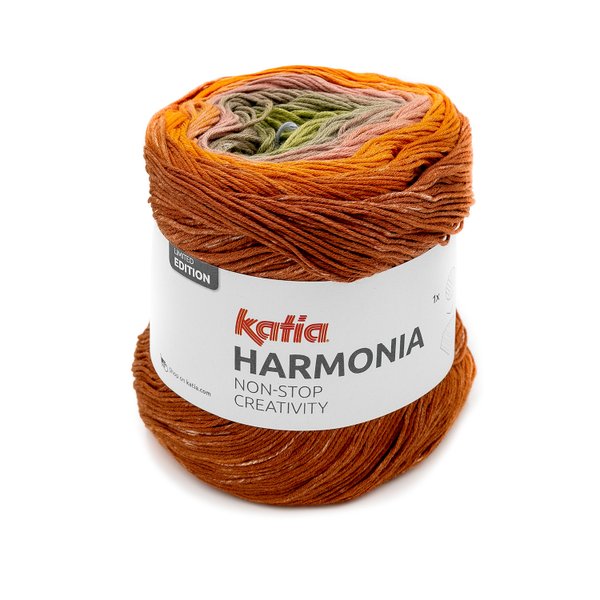 Katia Harmonia Baumwollgarn mit perfektem Farbverlauf Farbe 205 Khaki-Rostrot-Orange