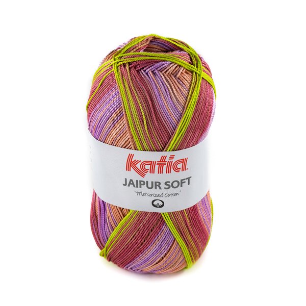 Katia Jaipur Soft sehr feines Baumwollgarn Farbe 107 rose-malve-gelb