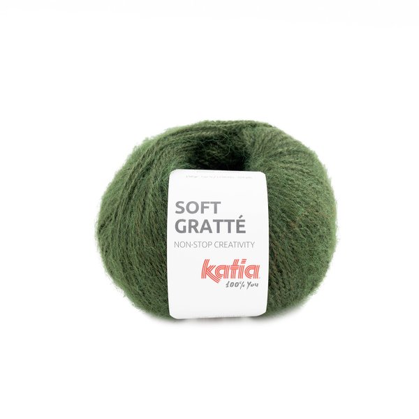 Katia Soft Gratte Veganes Garn mit Mohair Effekt Farbe 71 khaki