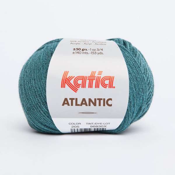 Atlantic (Pacific) türkis/schwarz (205) 50 g/LL ca. 140 m