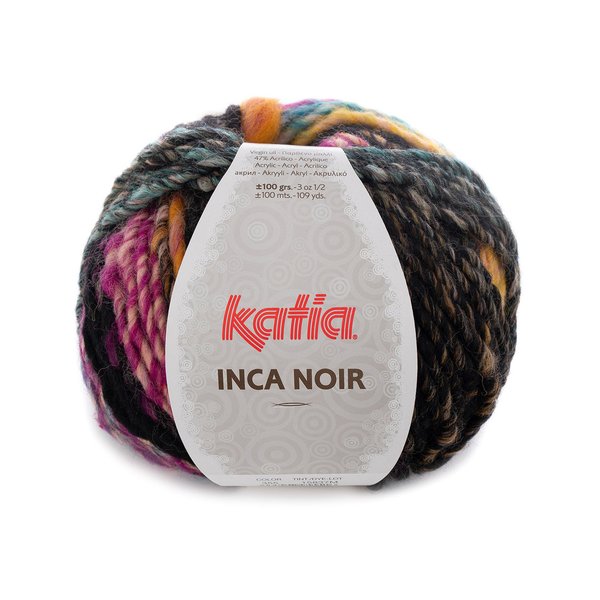 Inca Noir (355) schwarz-lila-ocker 100 g/LL 100 m je