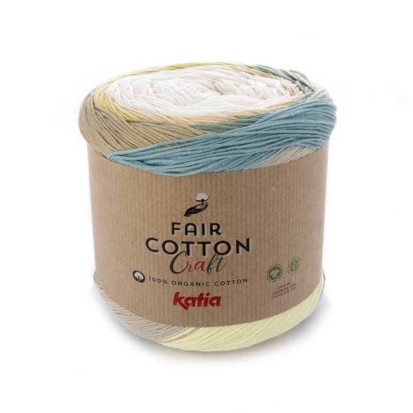 Fair Cotton Craft Weiß-Beige-Pistaziengrün (501) 200 g/LL 620 m je