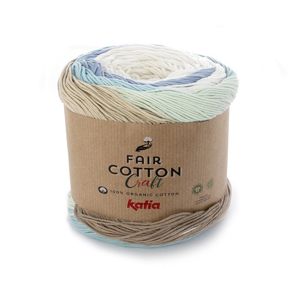Fair Cotton Craft weiß-beige-weißgrün-wasserblau (502) 200 g/LL 620 m je
