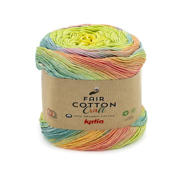 Fair Cotton Craft Gelb-Grün-Blau-Rosé (602) 200 g/LL 620 m je
