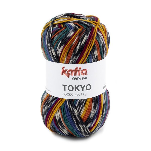 Tokyo Socks ocker-rot-grünblau (84) 100 g/LL 410 m