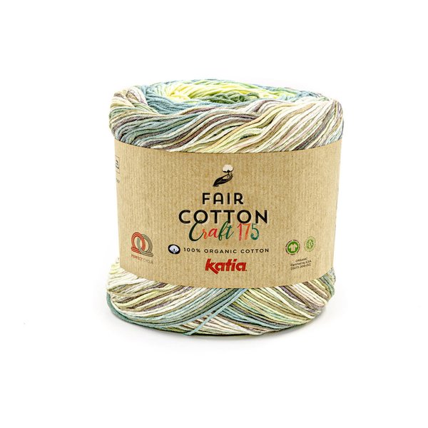 Fair Cotton Craft 175 Minzgrün-Zitronengelb-Türkis 803, 175 g/LL 542 m je
